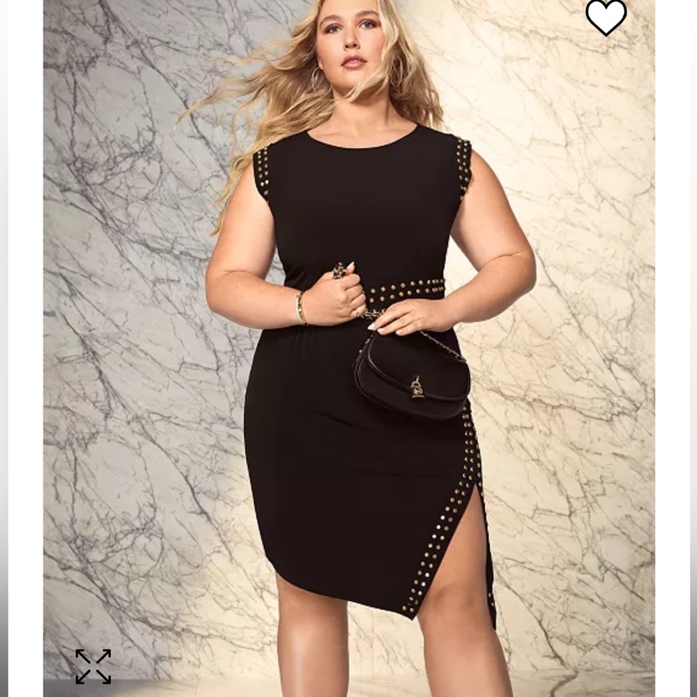 Plus Size Astor Studded Side Slit Midi Dress NWT